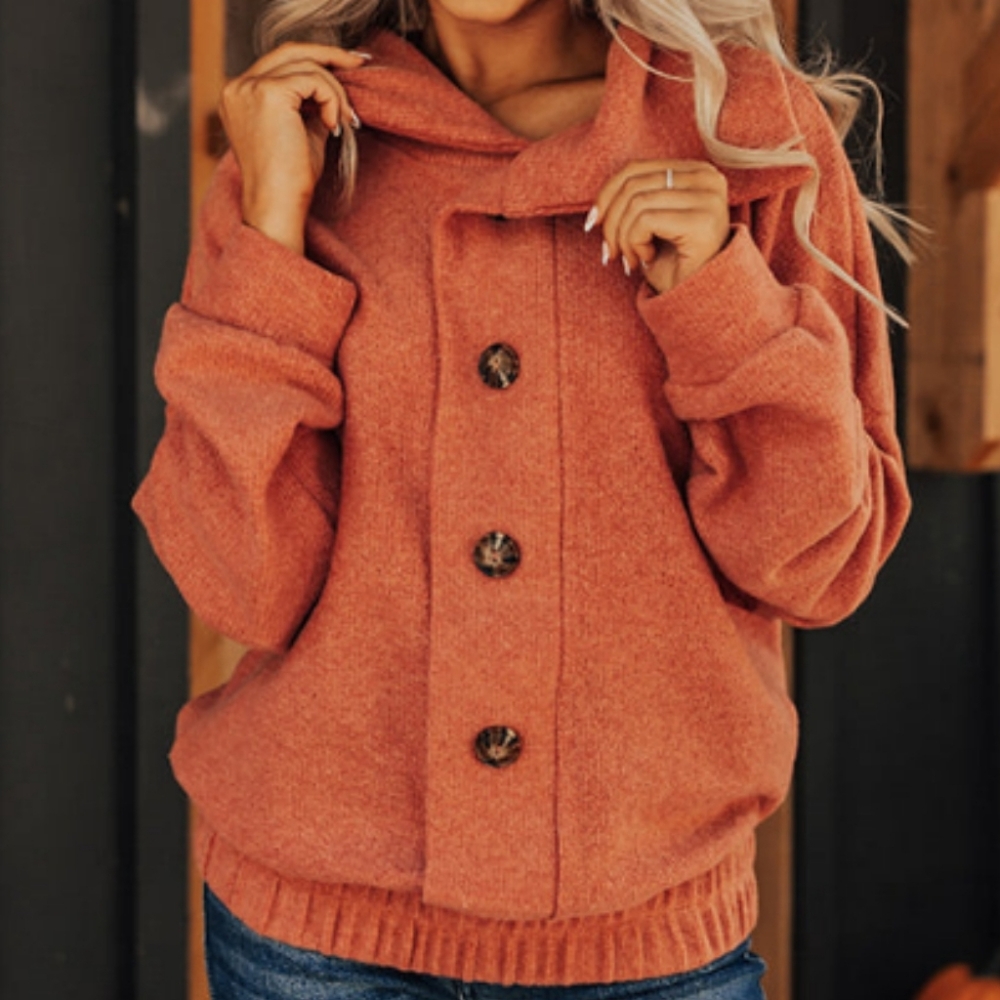 SAMPLE 28107 Button Front Collar Sweater